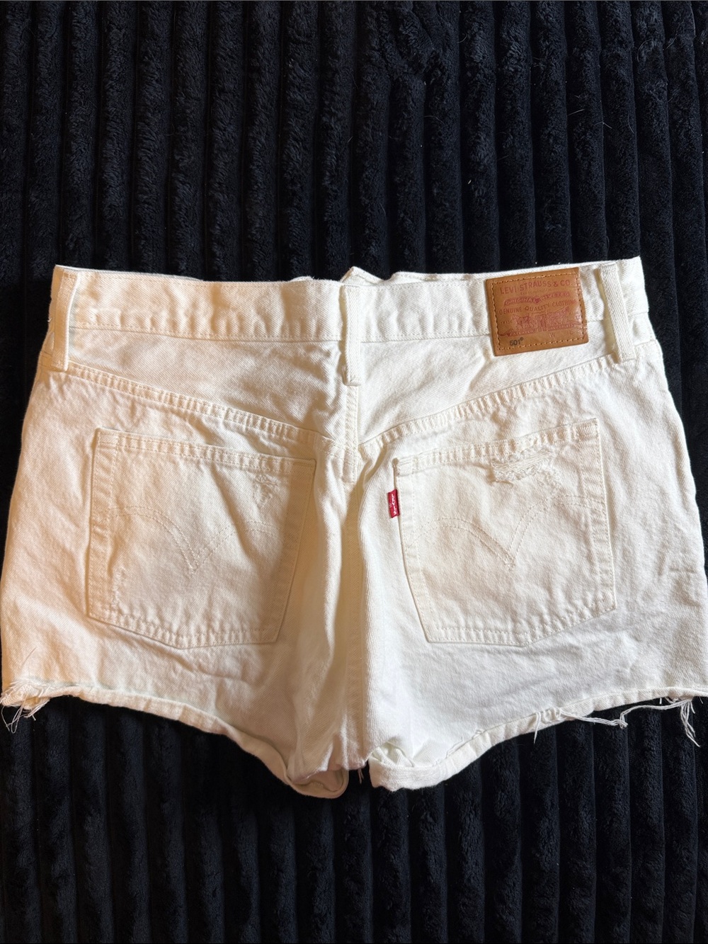 Levi's White Denim Cutoff Jean Shorts with Frayed Hem